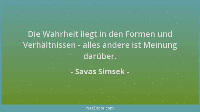 Savas Simsek - Die Wahrheit liegt in den Formen und Verhältnissen - alles andere ist Meinung darüber....