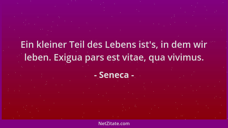 Seneca - Ein kleiner Teil des Lebens ist 's, in dem wir leben. Exigua pars est vitae, qua vivimus....