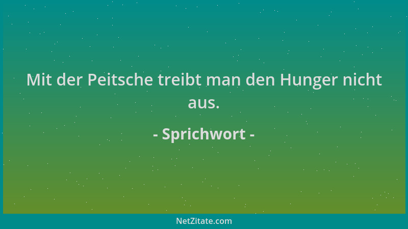 Sprichwort - Mit der Peitsche treibt man den Hunger nicht aus....