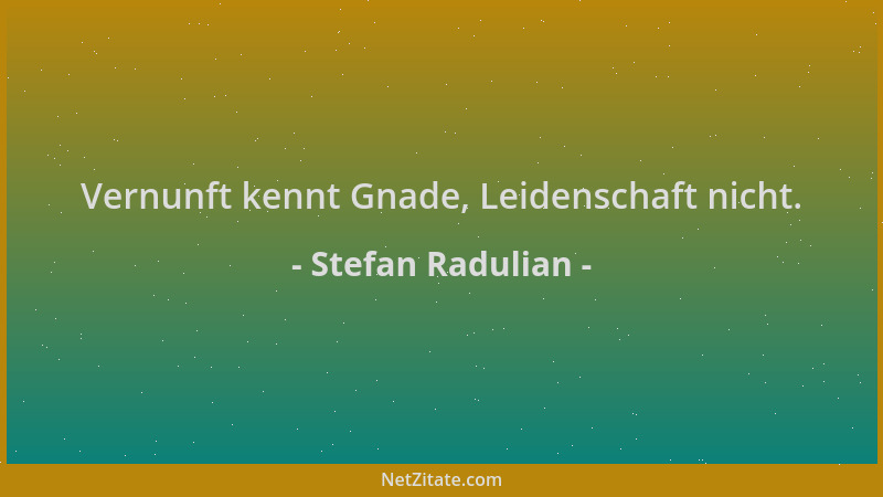 Stefan Radulian - Vernunft kennt Gnade, Leidenschaft nicht....