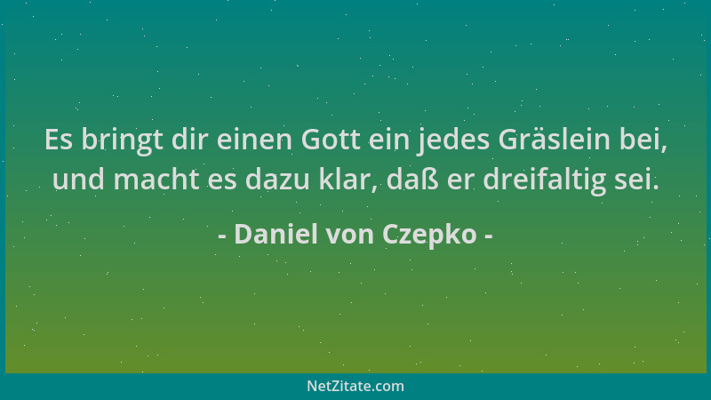 Daniel von Czepko - Es bringt dir einen Gott ein jedes Gräslein bei, und macht es dazu klar, daß er dreifaltig sei....