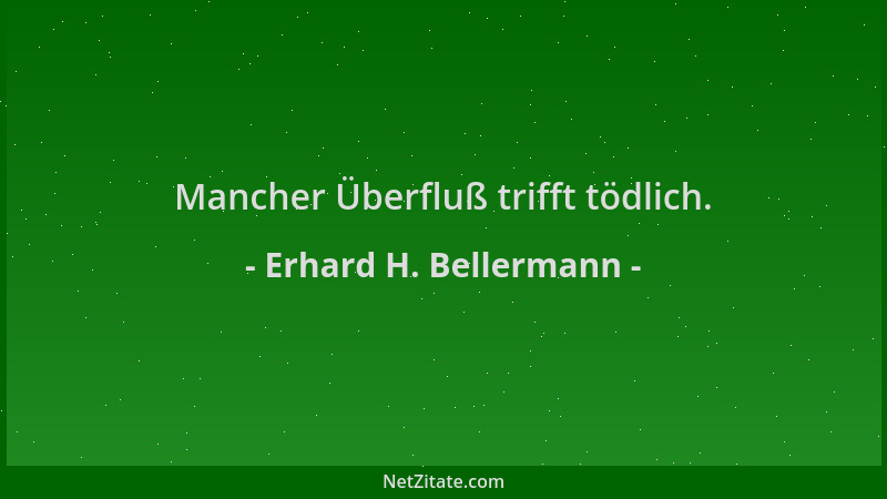 Erhard H. Bellermann - Mancher Überfluß trifft tödlich....