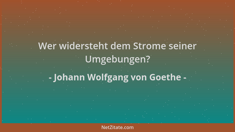 Johann Wolfgang von Goethe - Wer widersteht dem Strome seiner Umgebungen?...