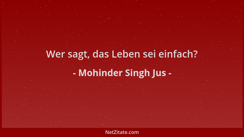 Mohinder Singh Jus - Wer sagt, das Leben sei einfach?...