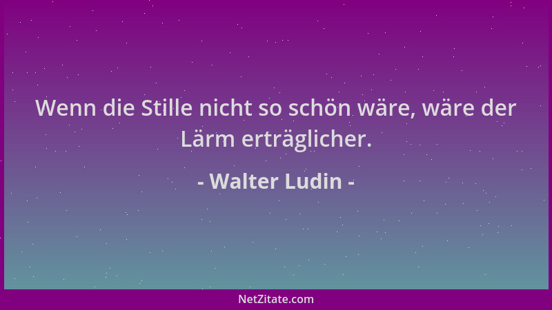 Walter Ludin - Wenn die Stille nicht so schön wäre, wäre der Lärm erträglicher....