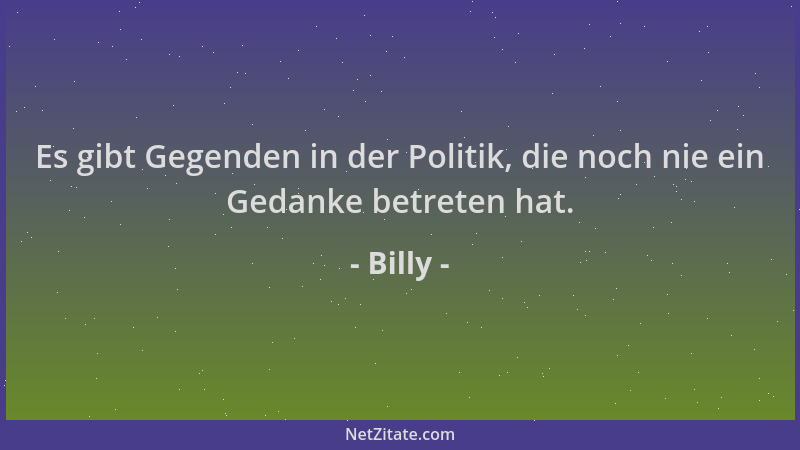 Billy - Es gibt Gegenden in der Politik, die noch nie ein Gedanke betreten hat....
