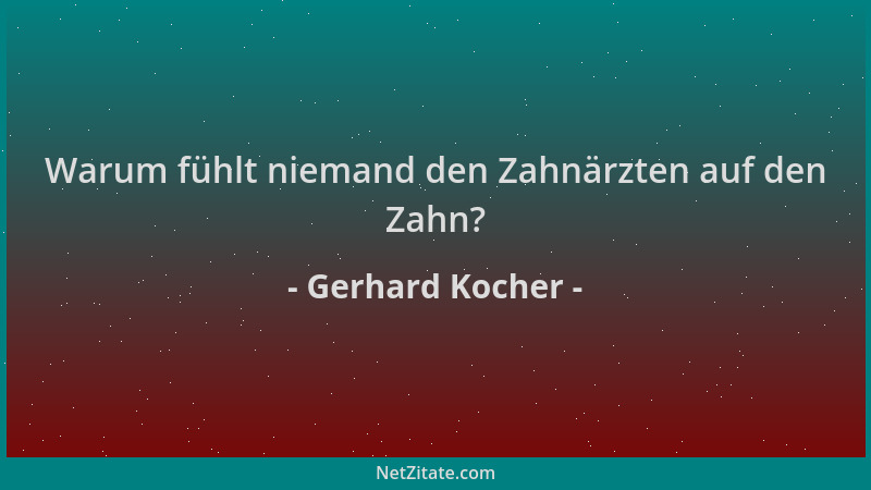 Gerhard Kocher - Warum fühlt niemand den Zahnärzten auf den Zahn?...