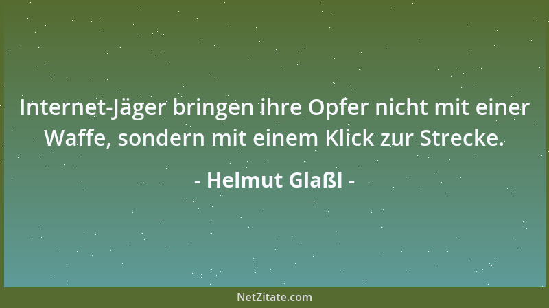Helmut Glaßl - Internet-Jäger bringen ihre Opfer nicht mit einer Waffe, sondern mit einem Klick zur Strecke....