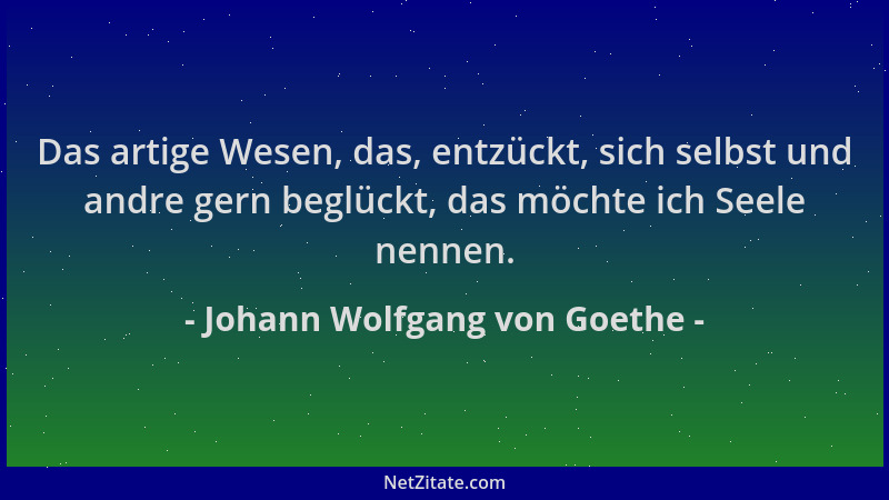 Johann Wolfgang von Goethe - Das artige Wesen, das, entzückt, sich selbst und andre gern beglückt, das möchte ich Seele nen...