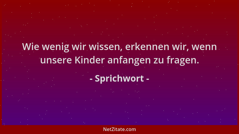 Sprichwort - Wie wenig wir wissen, erkennen wir, wenn unsere Kinder anfangen zu fragen....