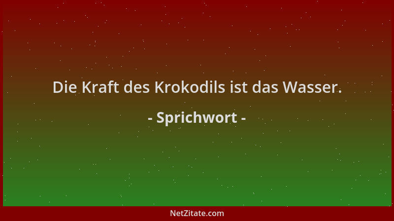 Sprichwort - Die Kraft des Krokodils ist das Wasser....
