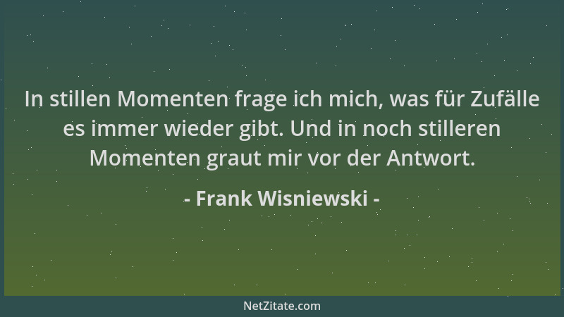 Frank Wisniewski - In stillen Momenten frage ich mich, was für Zufälle es immer wieder gibt. Und in noch stilleren Momenten...