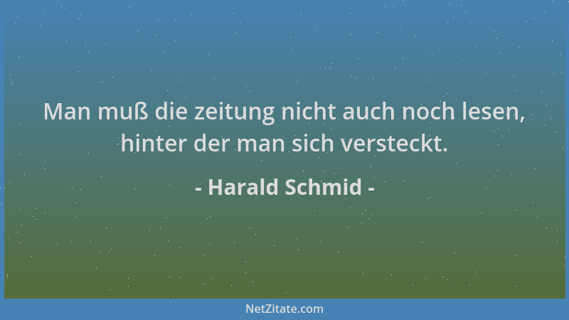 Harald Schmid - Man muß die zeitung nicht auch noch lesen, hinter der man sich versteckt....