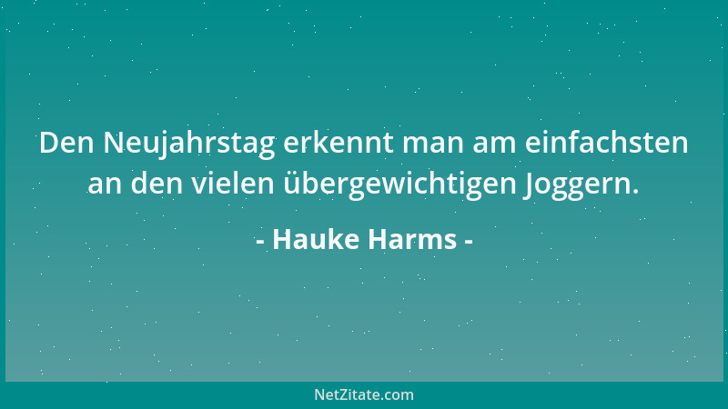 Hauke Harms - Den Neujahrstag erkennt man am einfachsten an den vielen übergewichtigen Joggern....