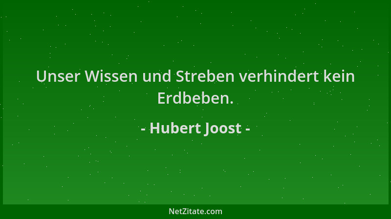 Hubert Joost - Unser Wissen und Streben verhindert kein Erdbeben....