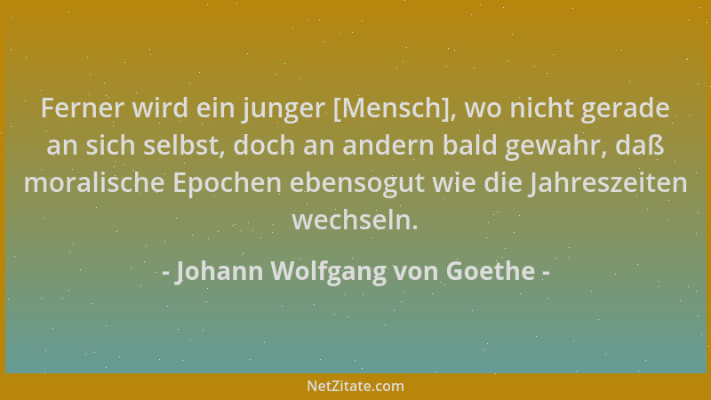 Johann Wolfgang von Goethe - Ferner wird ein junger [Mensch], wo nicht gerade an sich selbst, doch an andern bald gewahr, d...