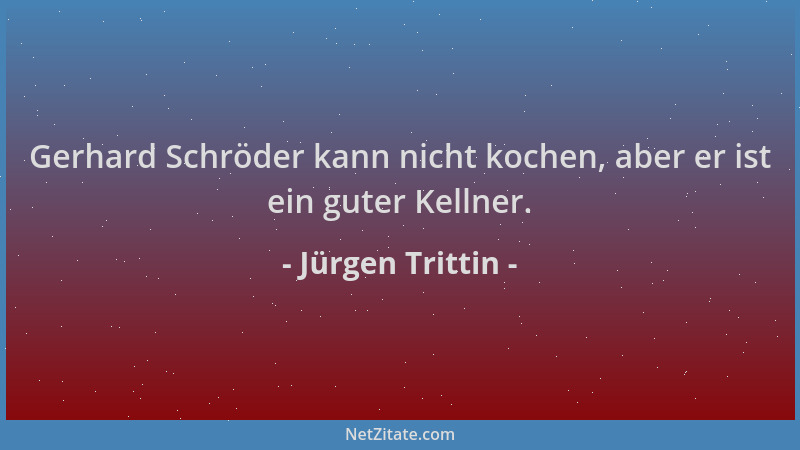 Jürgen Trittin - Gerhard Schröder kann nicht kochen, aber er ist ein guter Kellner....