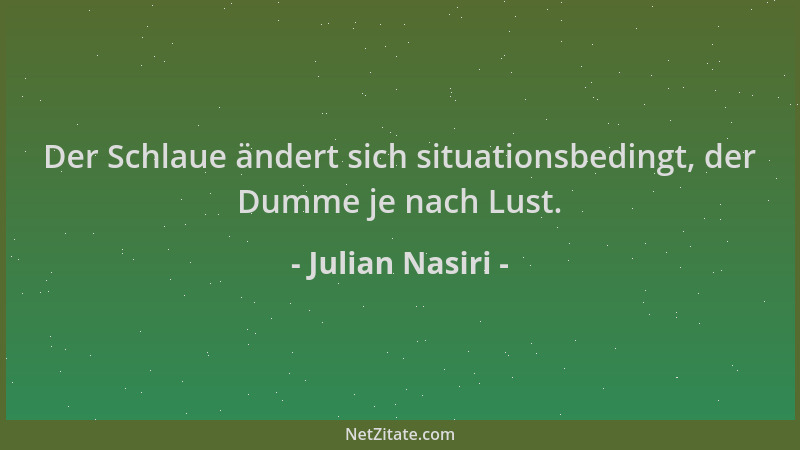 Julian Nasiri - Der Schlaue ändert sich situationsbedingt, der Dumme je nach Lust....