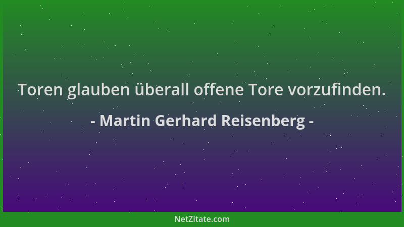Martin Gerhard Reisenberg - Toren glauben überall offene Tore vorzufinden....
