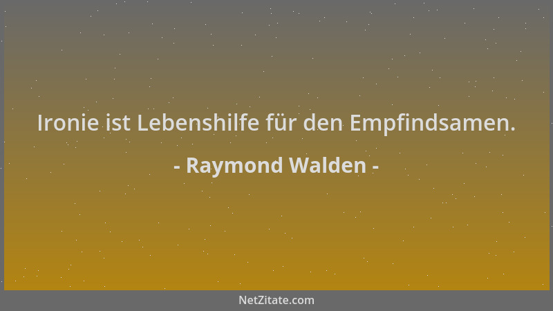 Raymond Walden - Ironie ist Lebenshilfe für den Empfindsamen....