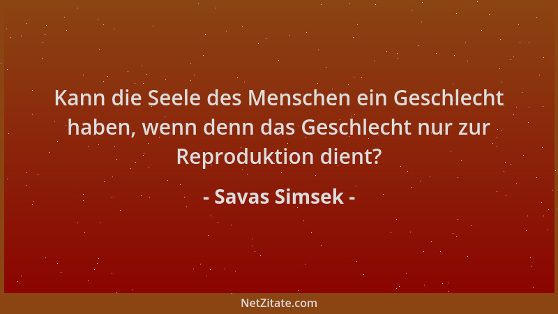 Savas Simsek - Kann die Seele des Menschen ein Geschlecht haben, wenn denn das Geschlecht nur zur Reproduktion dient?...