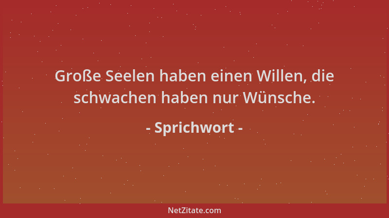 Sprichwort - Große Seelen haben einen Willen, die schwachen haben nur Wünsche....