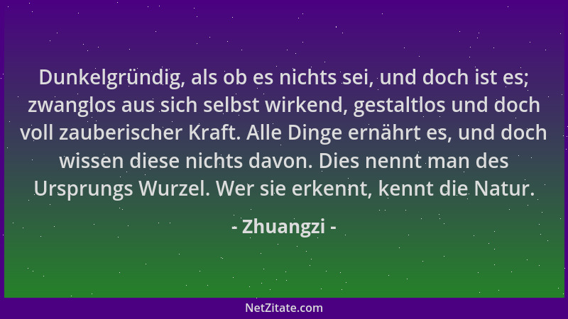 Zhuangzi - Dunkelgründig, als ob es nichts sei, und doch ist es; zwanglos aus sich selbst wirkend, gestaltlos und doch voll...