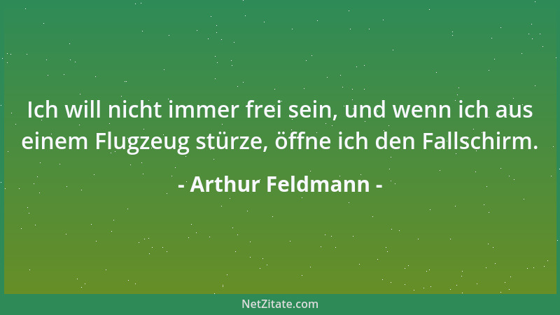 Arthur Feldmann - Ich will nicht immer frei sein, und wenn ich aus einem Flugzeug stürze, öffne ich den Fallschirm....