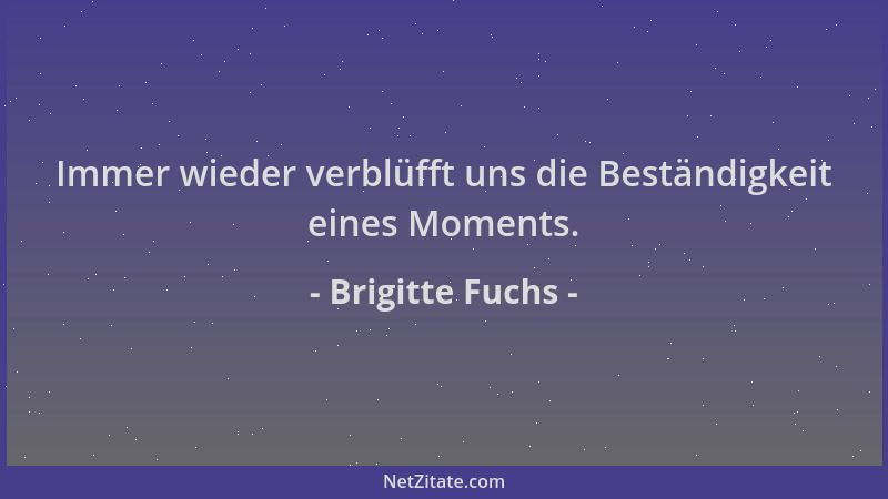 Brigitte Fuchs - Immer wieder verblüfft uns die Beständigkeit eines Moments....