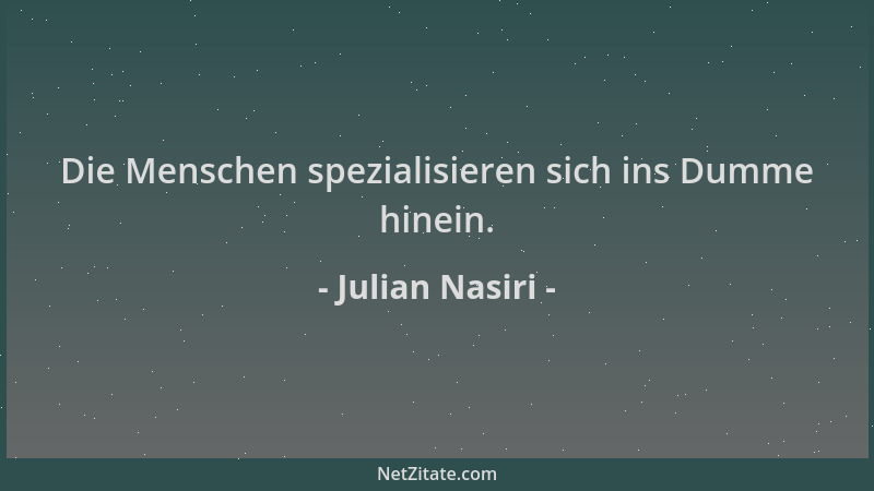 Julian Nasiri - Die Menschen spezialisieren sich ins Dumme hinein....