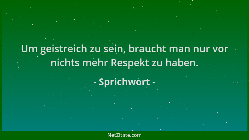 Sprichwort - Um geistreich zu sein, braucht man nur vor nichts mehr Respekt zu haben....
