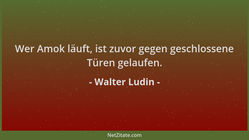 Walter Ludin - Wer Amok läuft, ist zuvor gegen geschlossene Türen gelaufen....