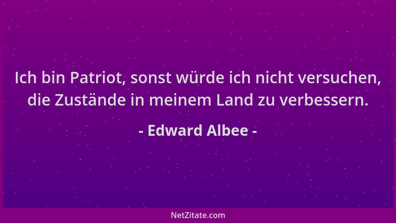 Edward Albee - Ich bin Patriot, sonst würde ich nicht versuchen, die Zustände in meinem Land zu verbessern....