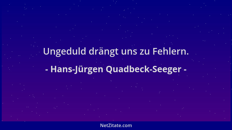 Hans-Jürgen Quadbeck-Seeger - Ungeduld drängt uns zu Fehlern....