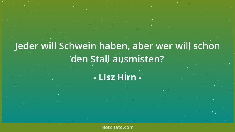 Lisz Hirn - Jeder will Schwein haben, aber wer will schon den Stall ausmisten?...