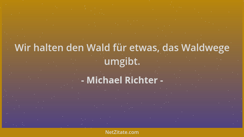 Michael Richter - Wir halten den Wald für etwas, das Waldwege umgibt....