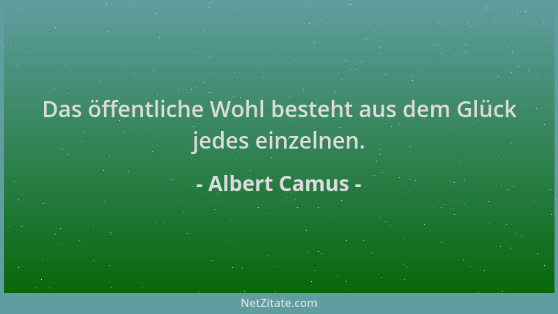 Albert Camus - Das öffentliche Wohl besteht aus dem Glück jedes einzelnen....