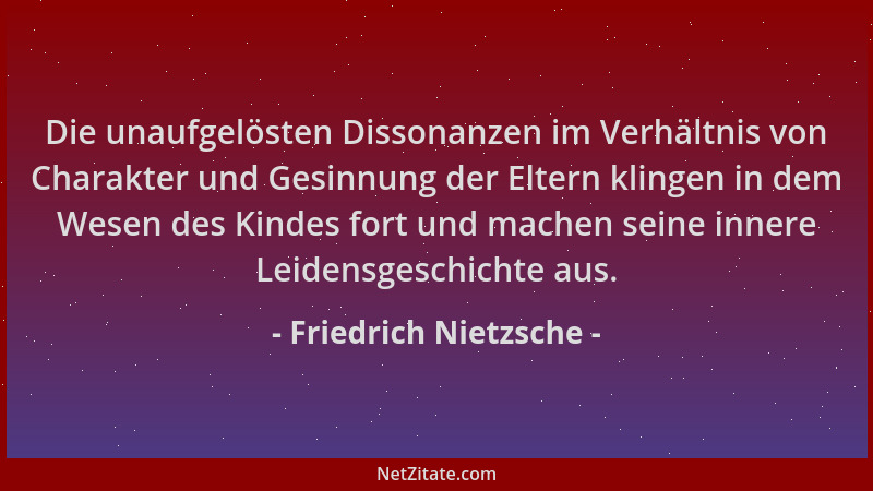 Friedrich Nietzsche - Die unaufgelösten Dissonanzen im Verhältnis von Charakter und Gesinnung der Eltern klingen in dem Wes...