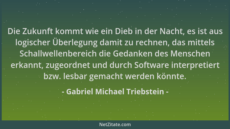 Gabriel Michael Triebstein - Die Zukunft kommt wie ein Dieb in der Nacht, es ist aus logischer Überlegung damit zu rechnen,...