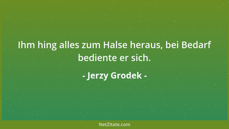 Jerzy Grodek - Ihm hing alles zum Halse heraus, bei Bedarf bediente er sich....