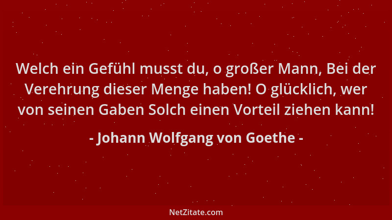 Johann Wolfgang von Goethe - Welch ein Gefühl musst du, o großer Mann, Bei der Verehrung dieser Menge haben! O glücklich, w...