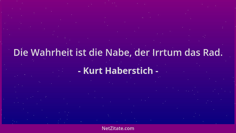 Kurt Haberstich - Die Wahrheit ist die Nabe, der Irrtum das Rad....
