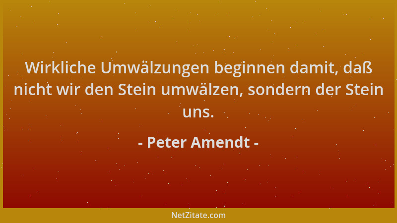 Peter Amendt - Wirkliche Umwälzungen beginnen damit, daß nicht wir den Stein umwälzen, sondern der Stein uns....
