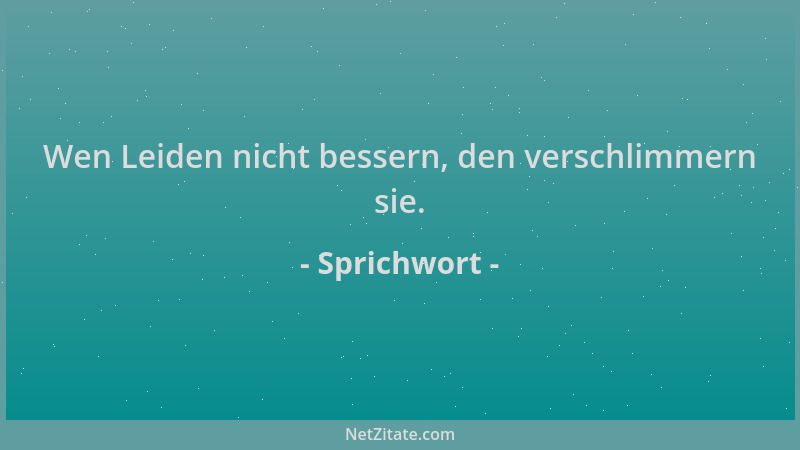Sprichwort - Wen Leiden nicht bessern, den verschlimmern sie....