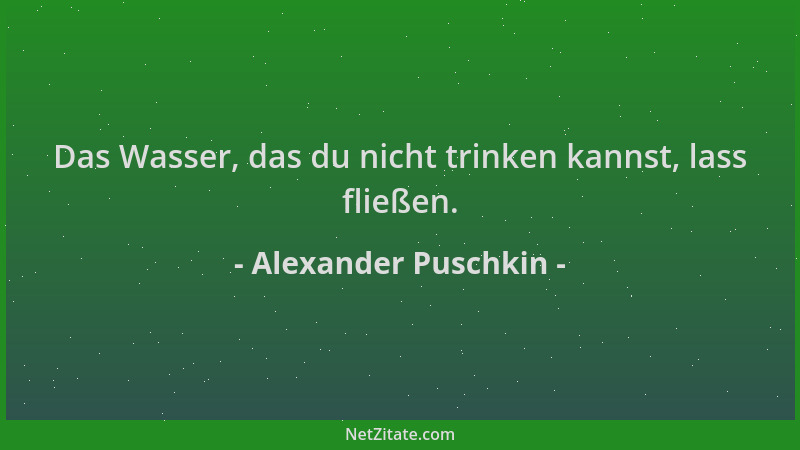 Alexander Puschkin - Das Wasser, das du nicht trinken kannst, lass fließen....