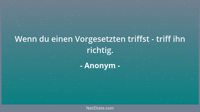 Anonym - Wenn du einen Vorgesetzten triffst - triff ihn richtig....