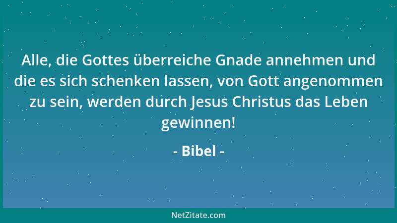 Bibel - Alle, die Gottes überreiche Gnade annehmen und die es sich schenken lassen, von Gott angenommen zu sein, werden dur...