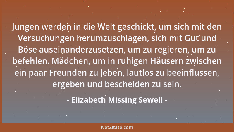 Elizabeth Missing Sewell - Jungen werden in die Welt geschickt, um sich mit den Versuchungen herumzuschlagen, sich mit Gut...