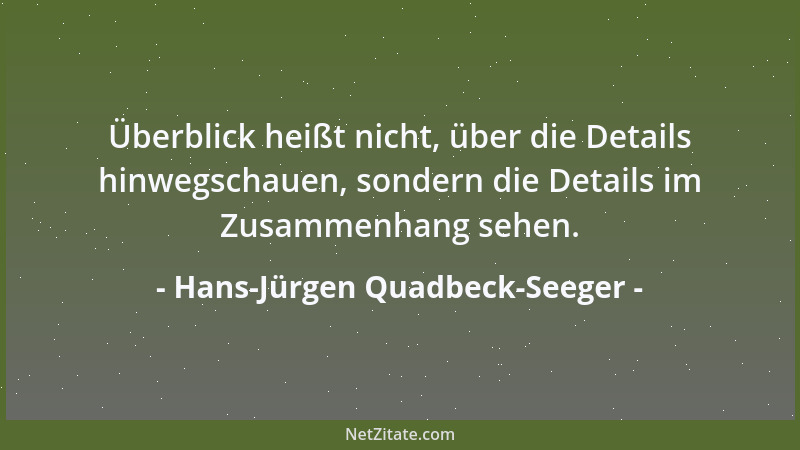 Hans-Jürgen Quadbeck-Seeger - Überblick heißt nicht, über die Details hinwegschauen, sondern die Details im Zusammenhang se...