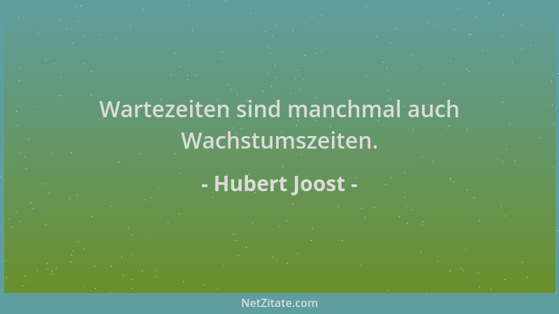 Hubert Joost - Wartezeiten sind manchmal auch Wachstumszeiten....